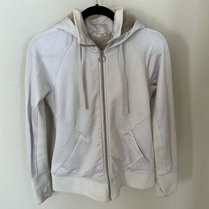 Athleta cream zip up hoodie with fur lining Small